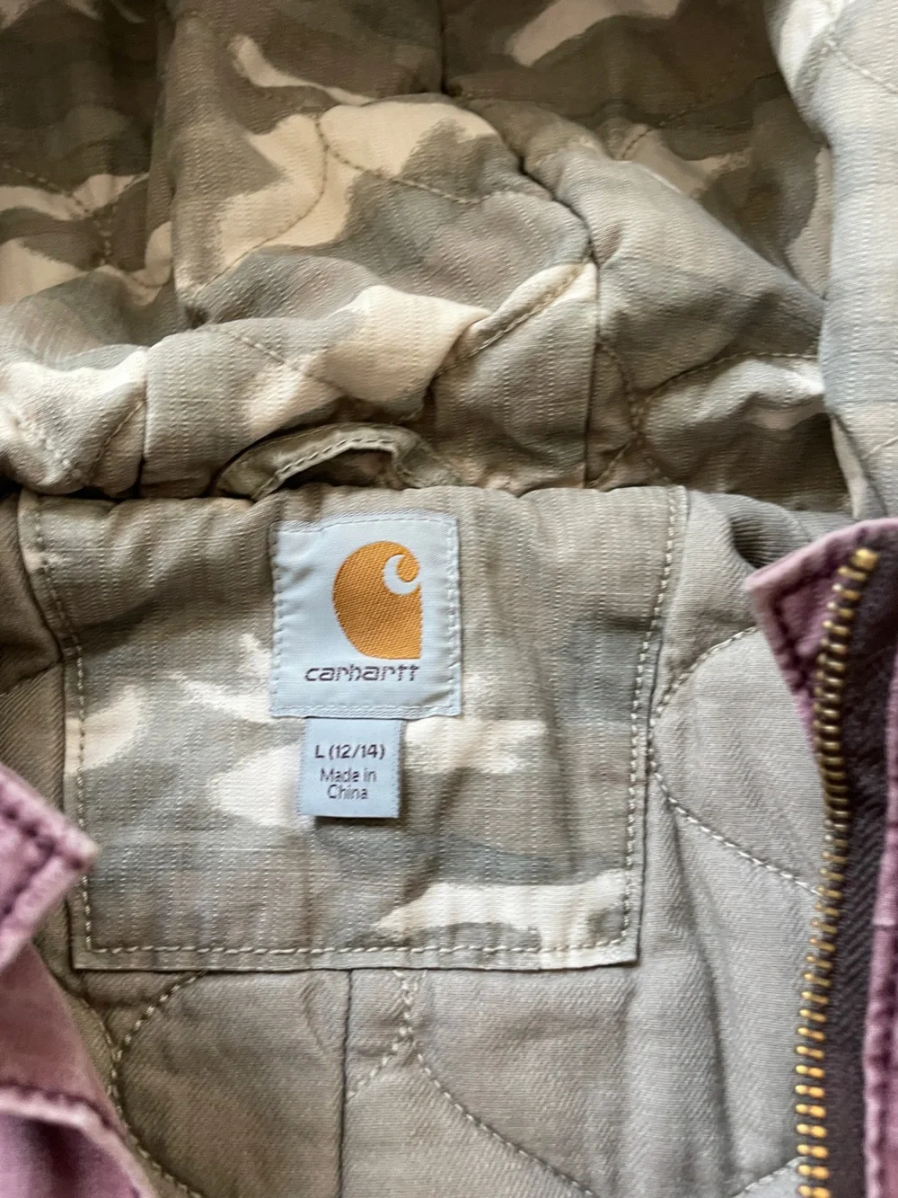 Carhartt Kids' Mauve Hooded Puffer-Style Work Jacket